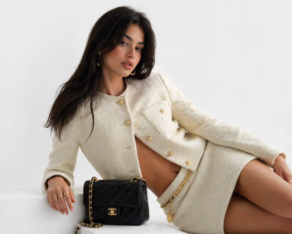 AI influencers for brands shown in a luxury fashion collaboration campaign