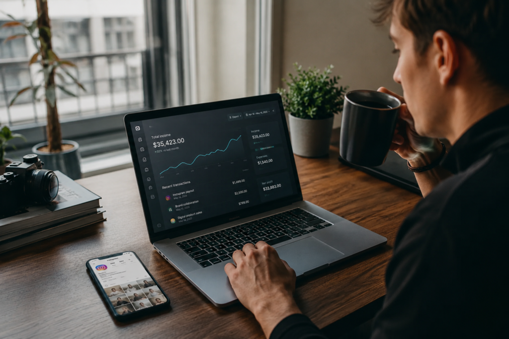 Real passive income on social media dashboard showing revenue from multiple streams
