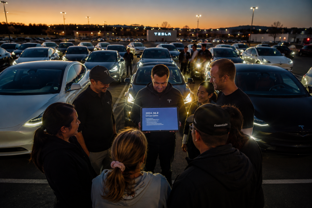 Brand religion phenomenon at Tesla meetup with devoted community rituals