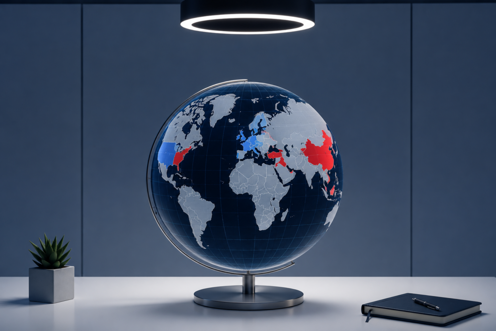Digital world map showing economic sanctions explained through nation isolation highlighting