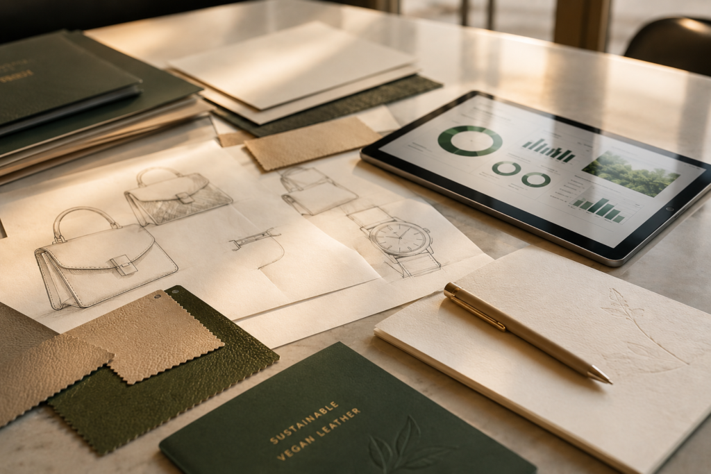 Luxury fashion brand investment strategy materials for vegan material implementation and sustainable business decisions