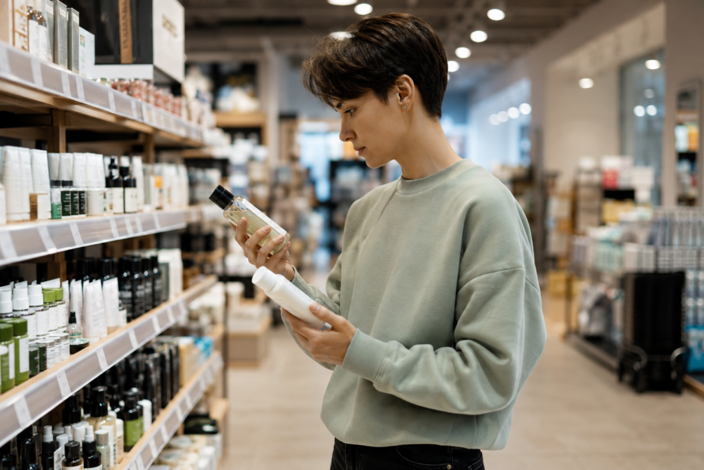 Consumer comparing premium and budget brands using awareness of pricing psychology