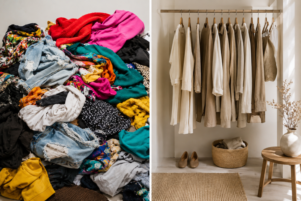 Fast fashion brand manipulation versus intentional ethical fashion wardrobe choices.
